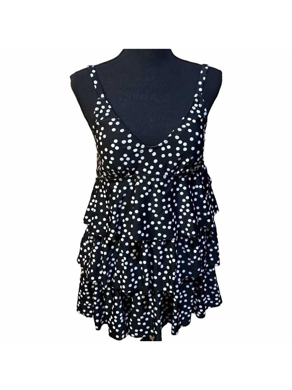 Jaclyn Smith Black White Polka Dot Bathing Suit Size 10